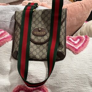 Gucci Crossbody Bag in Beige with Red and Green Accents